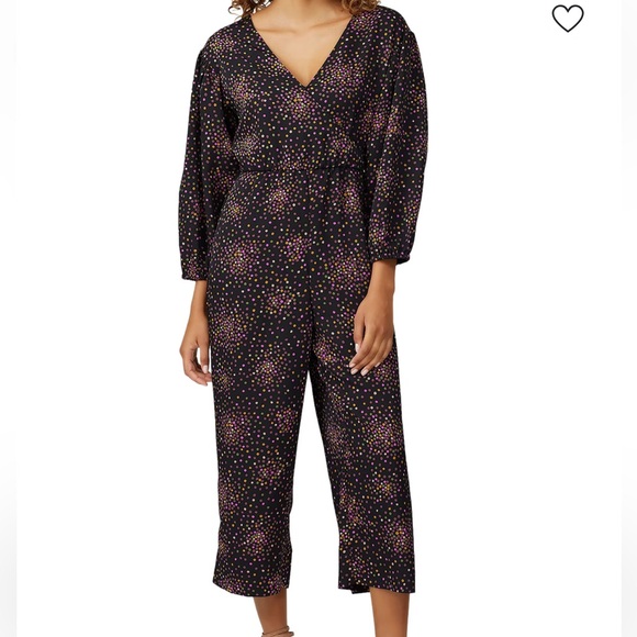kate spade Pants - KATE SPADE NEW YORK Disco Dots Cropped Jumpsuit Womens 10 V‎ Neck Retro